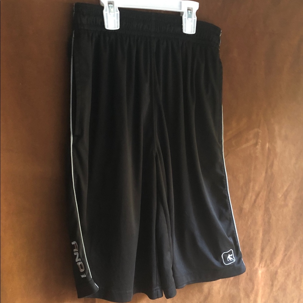 And1 Black Athletic Basketball Shorts with White Piping